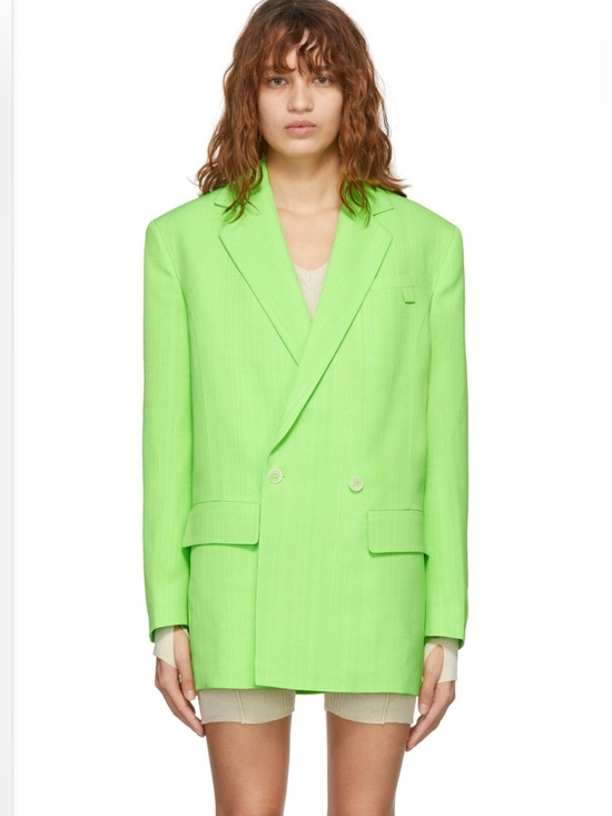 Jacquemus Jackets & Blazers - Jacquemus “Le Splash” Neon Lime Green Double-Breasted Linen Blazer